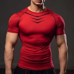 Men's T shirt Tee Gym Shirt Sports T-Shirt Crew Neck Short Sleeve Sports & Outdoor Vacation Casual Daily Gym Quick dry Breathable Plain Black Red Activewear Fashion Basic