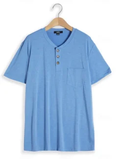 Men's T shirt Tee Henley Shirt Tee Top Plain Henley Street Vacation Short Sleeves Clothing Apparel Fashion Designer Basic