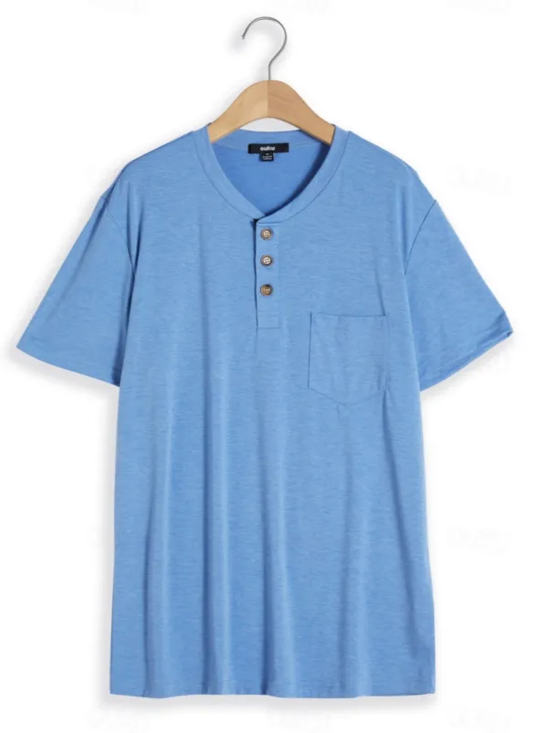 Men's T shirt Tee Henley Shirt Tee Top Plain Henley Street Vacation Short Sleeves Clothing Apparel Fashion Designer Basic