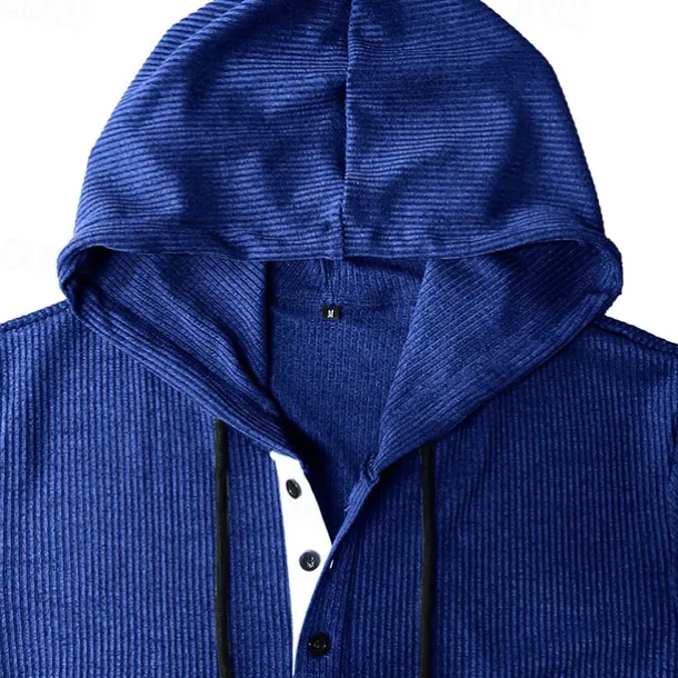 Men's T Shirt Tee Short Sleeve Shirt Tee Top Short Sleeve Hooded Summer Plain Fashion Designer Basic Buttons Vacation Street Going out Wine Black Blue Top Tee for Men