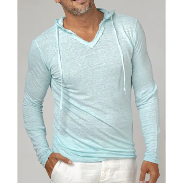 Men's T Shirt Tee Top Long Sleeve Hooded Summer Plain Fashion Designer Basic Vacation Street Going out White Navy Blue Brown Top Tee for Men