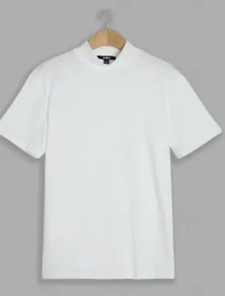 Men's T Shirt Tee Top Mock Turtleneck Short Sleeves Turtleneck Summer Plain Designer Basic Modern Contemporary Vacation Street Going out Wine Black White Top Tee for Men
