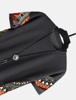 Men's T Shirt Tee Top Short Sleeves Crew Neck Summer Color Block Tribal Fashion Designer Ethnic Vacation Going out Casual Daily Black White Red Top Tee for Men