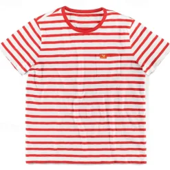 Men's T Shirt Tee Top Short Sleeves Crew Neck Summer Striped Fashion Designer Basic Front Pocket Vacation Street Going out Black Red Navy Blue Top Tee for Men