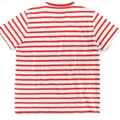 Men's T Shirt Tee Top Short Sleeves Crew Neck Summer Striped Fashion Designer Basic Front Pocket Vacation Street Going out Black Red Navy Blue Top Tee for Men
