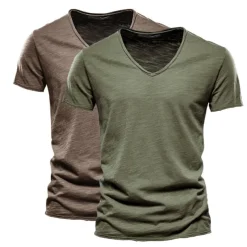 Men's T Shirt Tee Top Short Sleeves V Neck Summer Plain Fashion Designer Basic V Neck Vacation Street Going out White+Black White and Blue Orange / Green Top Tee for Men