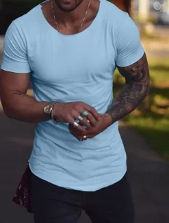 Men's T Shirt Tee Top Short Sleeves Crew Neck Summer Plain Fashion Designer Basic Vacation Street Going out Black White Blue Top Tee for Men