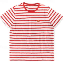 Men's T Shirt Tee Top Short Sleeves Crew Neck Summer Striped Fashion Designer Basic Front Pocket Vacation Street Going out Black Red Light Gray Top Tee for Men