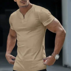 Men's T Shirt Tee Top Short Sleeve V Neck Summer Plain Sports Fashion Lightweight V Neck Vacation Casual Holiday Light Blue Black White Top Tee for Men