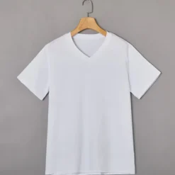 Men's T Shirt Tee Top Short Sleeves V Neck Summer Solid Color Plain Designer Basic Modern Contemporary Classic Style Vacation Street Going out Black White Red Top Tee for Men