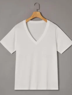 Men's T Shirt Tee Top Short Sleeves V Neck Summer Plain Designer Basic Modern Contemporary Classic Style Vacation Street Going out Black White Pink Top Tee for Men