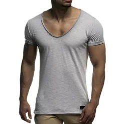 Men's T Shirt Tee Top Short Sleeves V Neck Summer Plain Fashion Designer Basic Vacation Street Going out Black White Red Top Tee for Men