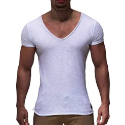 Men's T Shirt Tee Top Short Sleeves V Neck Summer Plain Fashion Designer Basic Vacation Street Going out Black White Red Top Tee for Men