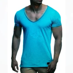 Men's T Shirt Tee Top Short Sleeves V Neck Summer Plain Fashion Designer Basic Vacation Street Going out Black White Red Top Tee for Men