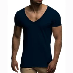 Men's T Shirt Tee Top Short Sleeves V Neck Summer Plain Fashion Designer Basic Vacation Street Going out Black White Red Top Tee for Men