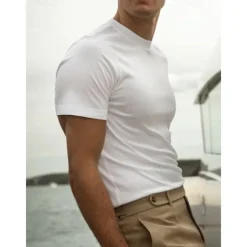 Men's T Shirt Tee Top Short Sleeves Crew Neck Summer Plain Fashion Designer Basic Classic Style Vacation Casual Daily Black White Navy Blue Top Tee for Men