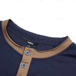 Men's T shirt Tee Waffle Henley Shirt Henley Shirt Tee Top Long Sleeve Shirt Plain Raglan Sleeve Henley Street Vacation Long Sleeve Patchwork Clothing Apparel Polyester Fashion Designer Basic