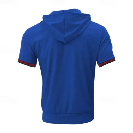 Men's T Shirt T-shirt Suits Tee Tee Top Short Sleeve Hooded Spring & Summer Plain Fashion Designer Basic 2 Piece Vacation Street Going out Black White Royal Blue Top Tee for Men