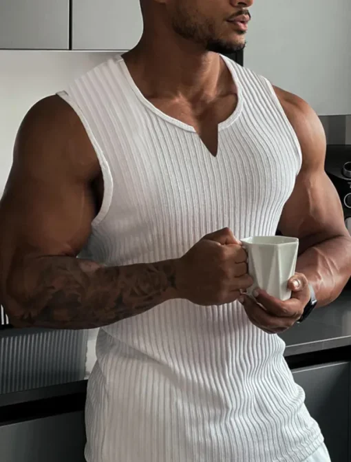 Men's T Shirt Wife beater Shirt Tee Top Short Sleeves V Neck Summer Plain Fashion Designer Basic V Neck Vacation Street Going out Black White Wine Top Tee for Men
