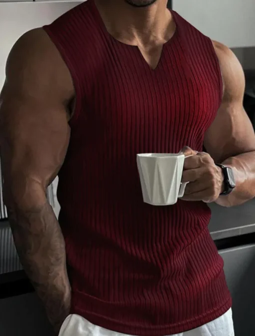 Men's T Shirt Wife beater Shirt Tee Top Short Sleeves V Neck Summer Plain Fashion Designer Basic V Neck Vacation Street Going out Black White Wine Top Tee for Men