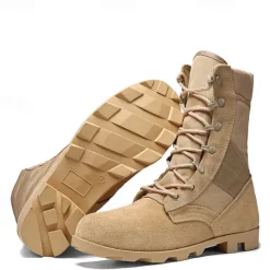 Men's Tactical Combat Boots – High-Top Military Desert Boots with Lace-Up Design for Outdoor Hiking & Work