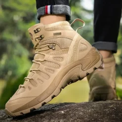 Men's Tactical Hiking Boots - Lightweight Desert Combat Boots with Breathable Mesh and Anti-Slip Sole for Outdoor Adventures
