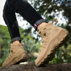 Men's Tactical Hiking Boots - Lightweight Desert Combat Boots with Breathable Mesh and Anti-Slip Sole for Outdoor Adventures