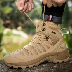 Men's Tactical Hiking Boots - Lightweight Desert Combat Boots with Breathable Mesh and Anti-Slip Sole for Outdoor Adventures