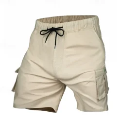 Men's Tactical Shorts Cargo Shorts Shorts Drawstring Elastic Waist Multi Pocket Plain Wearable Short Outdoor Daily Going out Fashion Classic Black Army Green