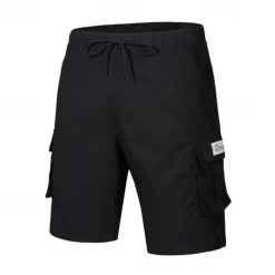 Men's Tactical Shorts Cargo Shorts Shorts Drawstring Elastic Waist Multi Pocket Plain Wearable Short Outdoor Daily Going out Fashion Classic Black Army Green