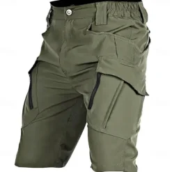 Men's Tactical Shorts Cargo Shorts Zipper Pocket Plain Waterproof Breathable Outdoor Daily Going out Fashion Casual Black Green