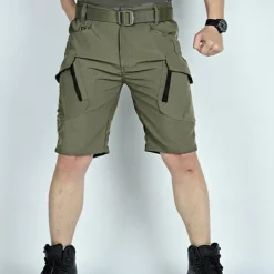 Men's Tactical Shorts Cargo Shorts Zipper Pocket Plain Waterproof Breathable Outdoor Daily Going out Fashion Casual Black Green