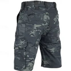 Men's Tactical Shorts Cargo Shorts Camping Shorts Shorts Hiking Shorts Elastic Waist Multi Pocket Plain Waterproof Wearable Knee Length Outdoor Casual Daily Fashion Streetwear Camouflage Black