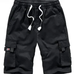 Men's Tactical Shorts Cargo Shorts Camo Shorts Summer Shorts Drawstring Elastic Waist Solid Color Camo / Camouflage Ripstop Breathable Black Army Green