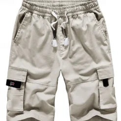 Men's Tactical Shorts Cargo Shorts Camo Shorts Summer Shorts Drawstring Elastic Waist Solid Color Camo / Camouflage Ripstop Breathable Black Army Green