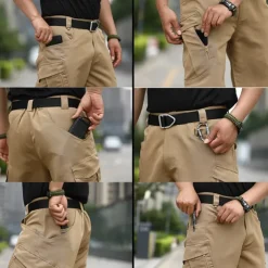 Men's Tactical Shorts Cargo Shorts Shorts Summer Shorts Hiking Shorts Multi Pocket Zipper Pockets Plain Comfort Wearable Knee Length Outdoor Sport Daily Fashion Casual Black Brown