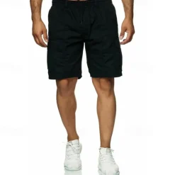 Men's Tactical Shorts Cargo Shorts Shorts Drawstring Elastic Waist Multi Pocket Plain Wearable Short Outdoor Daily Camping & Hiking Fashion Classic Black Navy Blue