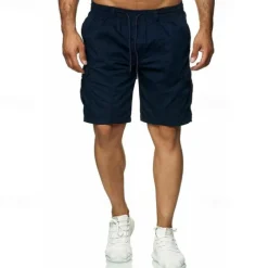 Men's Tactical Shorts Cargo Shorts Shorts Drawstring Elastic Waist Multi Pocket Plain Wearable Short Outdoor Daily Camping & Hiking Fashion Classic Black Navy Blue