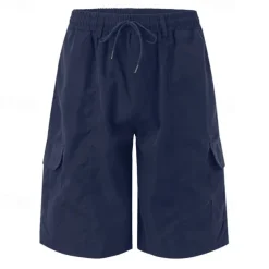 Men's Tactical Shorts Cargo Shorts Shorts Drawstring Elastic Waist Multi Pocket Plain Wearable Short Outdoor Daily Camping & Hiking Fashion Classic Black Navy Blue