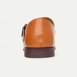 Men's Tan Faux Leather Open-Toe Sandals with Adjustable Buckle Strap, Casual Style for Everyday Wear