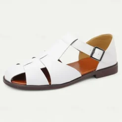 Men's Tan Faux Leather Open-Toe Sandals with Adjustable Buckle Strap, Casual Style for Everyday Wear