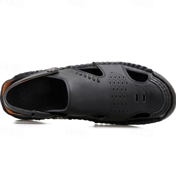 Men's Tan Faux Leather Outdoor Sandals with Adjustable Strap, Breathable Design, and Cushioned Sole for Comfort and Durability - Ideal for Summer Activities