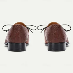 Men's Tan Genuine Leather Oxford Shoes – Vintage Crocodile Pattern Lace-Up Dress Shoes for Kentucky Derby & Special Occasions