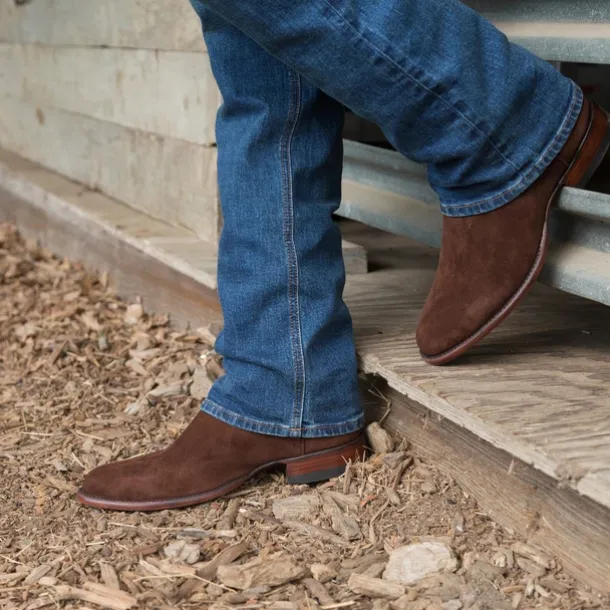 Men's Tan Suede Western Cowboy Boots - Classic Mid-Calf Design for Outdoor and Casual Wear