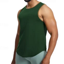 Men's Tank Top Fitness Tank Tank Undershirt Crew Neck Sleeveless Sport Casual Daily Gym Breathable Soft Plain Black Yellow Activewear Fashion Basic