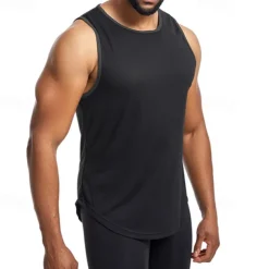 Men's Tank Top Fitness Tank Tank Undershirt Crew Neck Sleeveless Sport Casual Daily Gym Breathable Soft Plain Black Yellow Activewear Fashion Basic