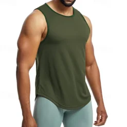 Men's Tank Top Fitness Tank Tank Undershirt Crew Neck Sleeveless Sport Casual Daily Gym Breathable Soft Plain Black Yellow Activewear Fashion Basic