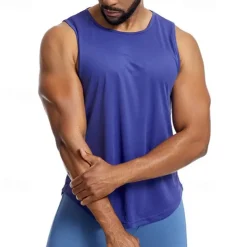 Men's Tank Top Fitness Tank Tank Undershirt Crew Neck Sleeveless Sport Casual Daily Gym Breathable Soft Plain Black Yellow Activewear Fashion Basic