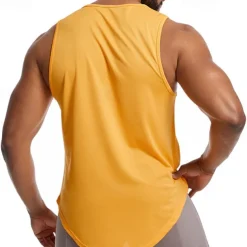 Men's Tank Top Fitness Tank Tank Undershirt Crew Neck Sleeveless Sport Casual Daily Gym Breathable Soft Plain Black Yellow Activewear Fashion Basic