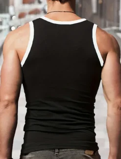 Men's Tank Top Sleeveless U Neck Summer Color Block Fashion Designer Muscle Outdoor Going out Gym Black Red Royal Blue Top Tee for Men